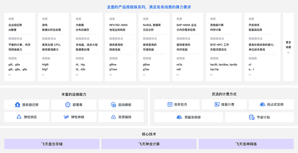 全面的产品规格族系列，满足各类场景的算力需求